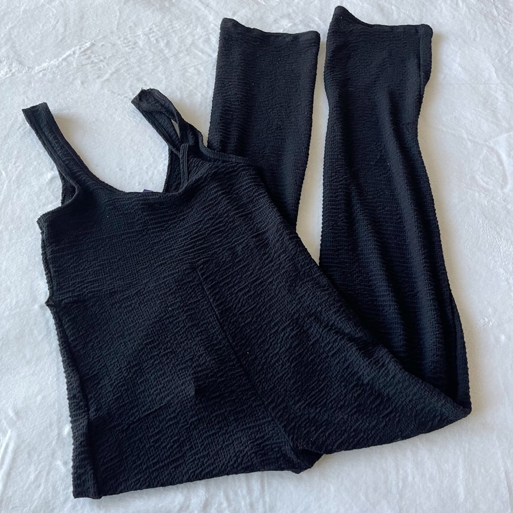 Black Straight Leg Full Length Romper